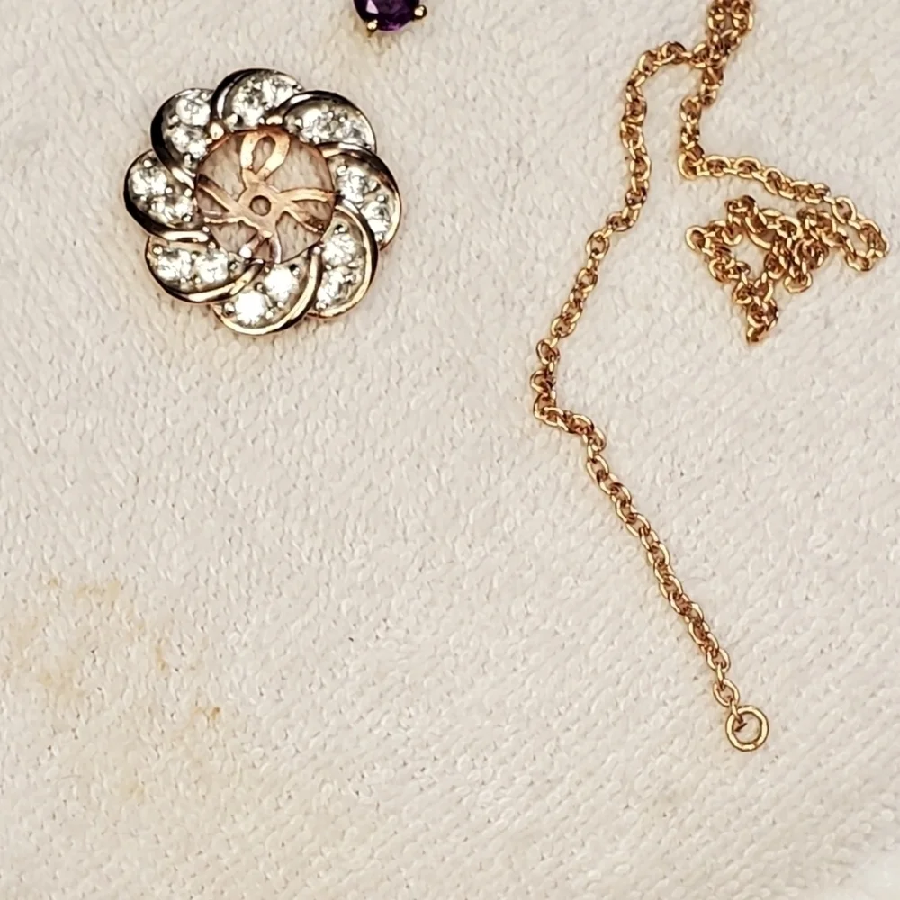 RG Plated Salmon Sorbet Quartz Amethyst Zircon Chain Earring